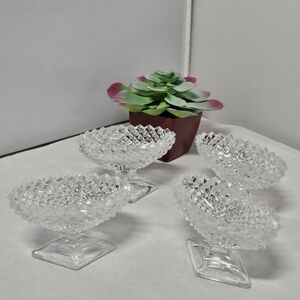 Vintage Westmoreland Clear Glass English Hobnail Pedestal Salt Dips Cups